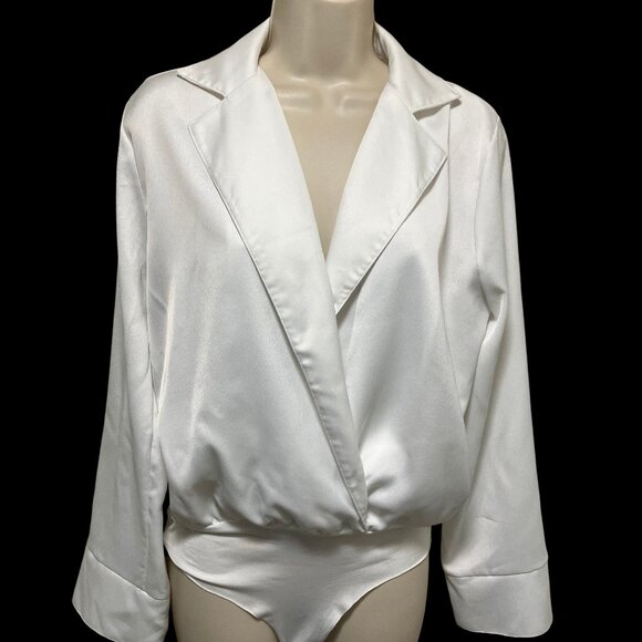 Zara Tops - EUC Zara White Fancy Bodysuit Size:  Medium